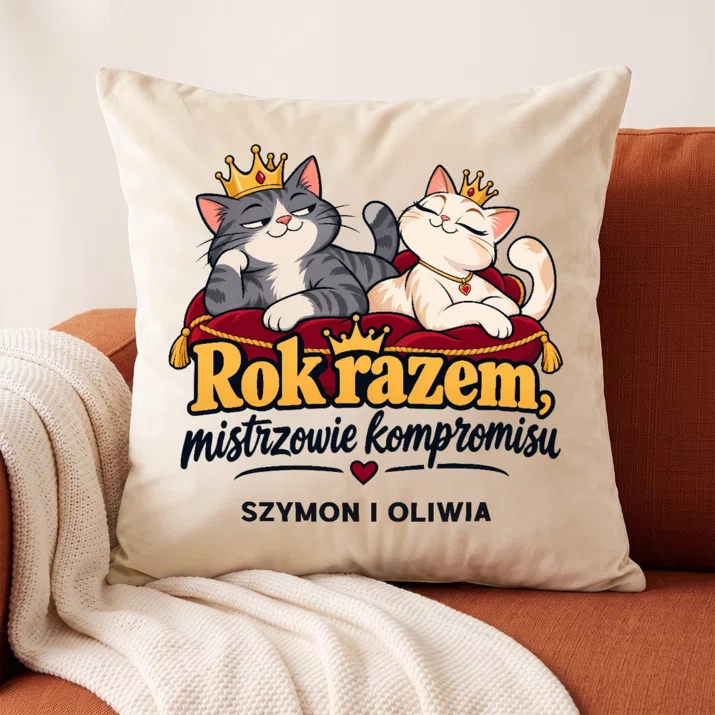 Poduszka Dekoracyjna Na 1 Rocznicę Ślubu Prezent Dla Pary: Rok Razem, Mistrzowie