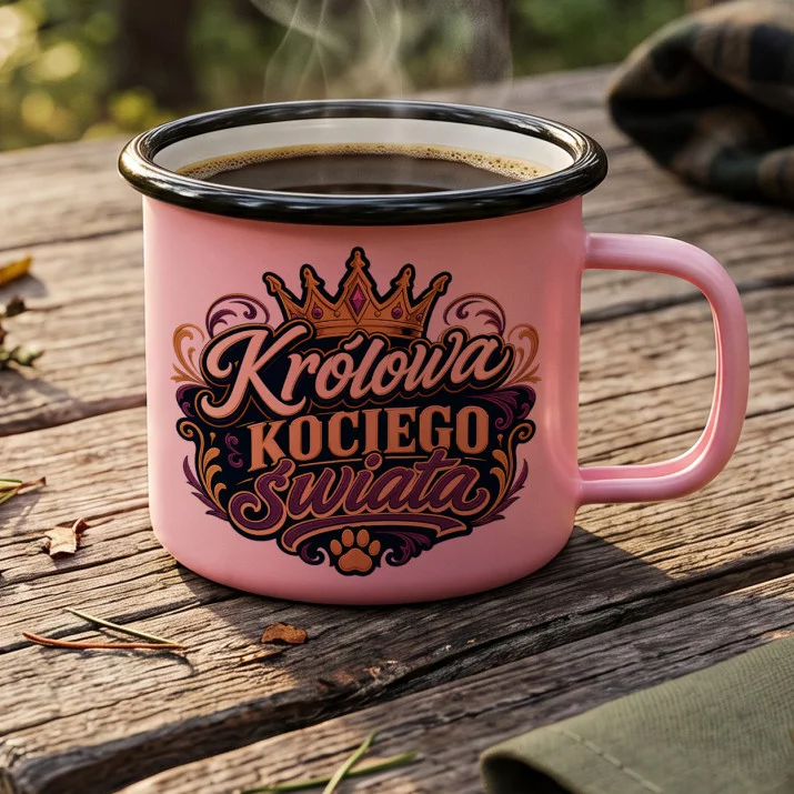 Kubek Emaliowany Dla Kociary Prezent Dla Kobiety: Kocia Monarchia Kubek Emaliowany Dla Kociary Prezent Dla Kobiety: Kocia Monarchia