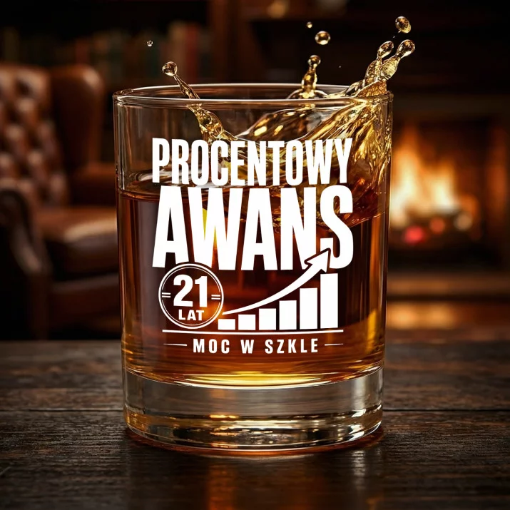 Szklanka Do Whisky Na 21 Urodziny Prezent Dla Mężczyzny: Procentowy Awans - 21 Lat Szklanka Do Whisky Na 21 Urodziny Prezent Dla Mężczyzny: Procentowy Awans - 21 Lat