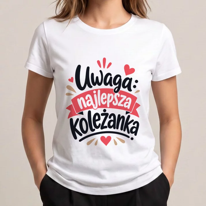 Koszulka Damska Biała Dla Koleżanki Prezent Dla Kobiety: Dowcipna Koleżeńska Typografia