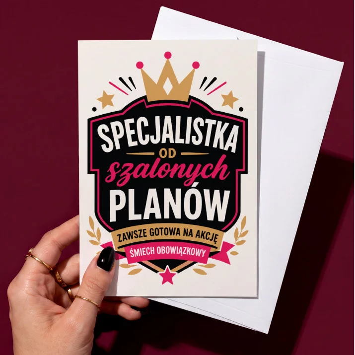 Kartka z Życzeniami Dla Przyjaciółki Dla Kobiety: Emblemat Szalonej Kartka z Życzeniami Dla Przyjaciółki Dla Kobiety: Emblemat Szalonej