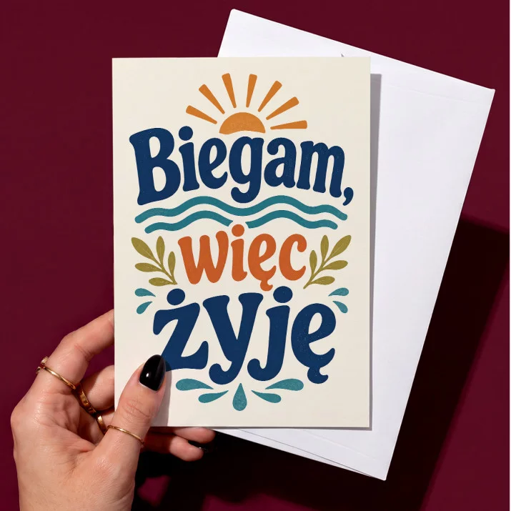 Kartka z Życzeniami Dla Biegacza Dla Mężczyzny: Bieg W Słońcu Kartka z Życzeniami Dla Biegacza Dla Mężczyzny: Bieg W Słońcu