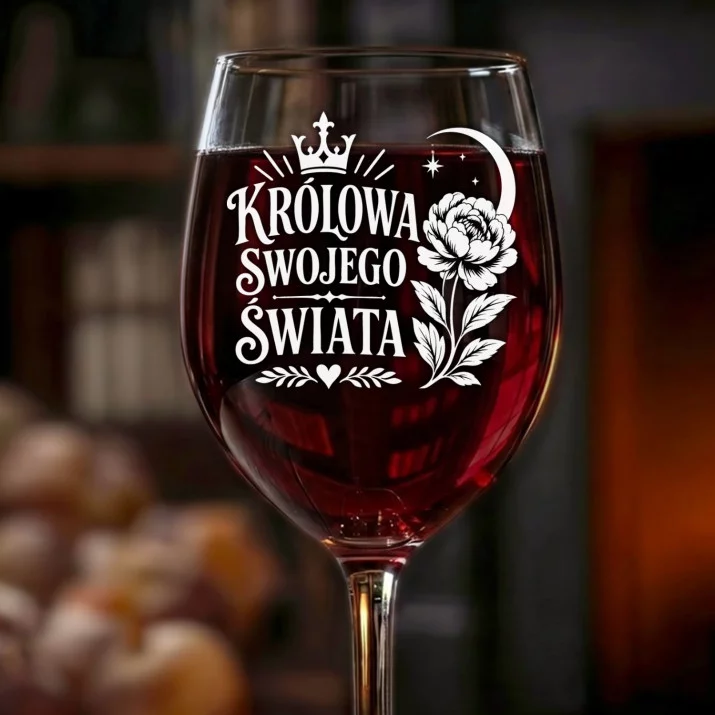 Kieliszek Do Wina Na Święta Prezent Dla Kobiety: Królowa Swojego Świata Kieliszek Do Wina Na Święta Prezent Dla Kobiety: Królowa Swojego Świata