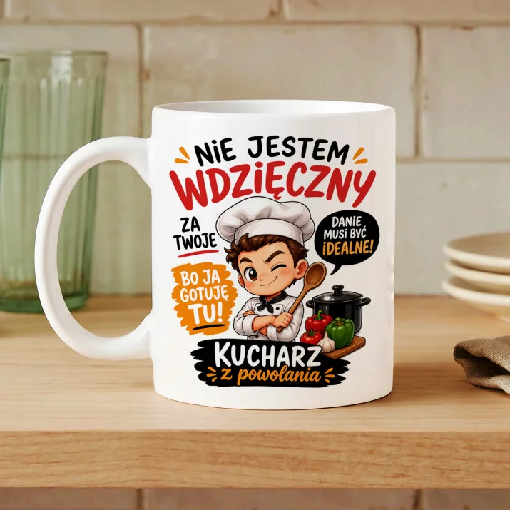 Kubek Z Nadrukiem Dla Kucharza Prezent Dla Mężczyzny: Kucharski Wzór Mocy Kubek Z Nadrukiem Dla Kucharza Prezent Dla Mężczyzny: Kucharski Wzór Mocy