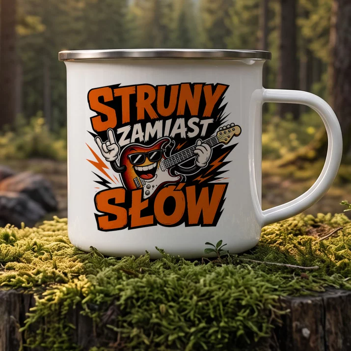 Kubek Emaliowany Dla Gitarzysty Prezent Dla Mężczyzny: Strunowy Humor Kubek Emaliowany Dla Gitarzysty Prezent Dla Mężczyzny: Strunowy Humor