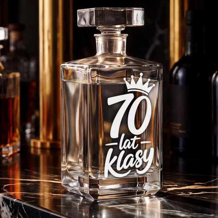 Karafka Do Wódki z Grawerem Na 70 Urodziny Prezent: 70 Lat Klasy - Korona