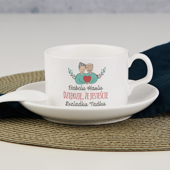 Babciu dziadku dziękuję - Filiżanka ze spodkiem