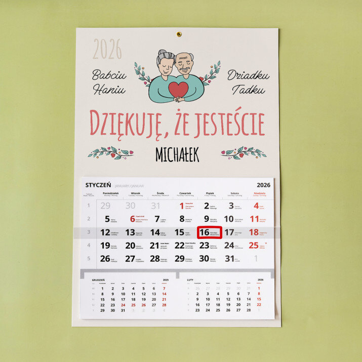 Babciu dziadku dziękuję - Kalendarz jednodzielny Babciu dziadku dziękuję - Kalendarz jednodzielny