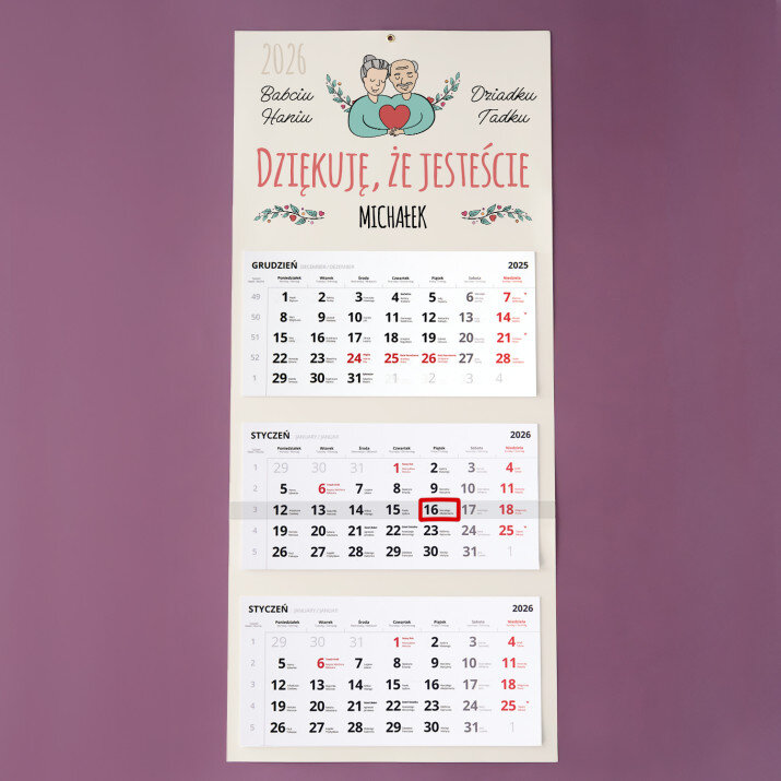 Babciu dziadku dziękuję - Kalendarz trójdzielny Babciu dziadku dziękuję - Kalendarz trójdzielny
