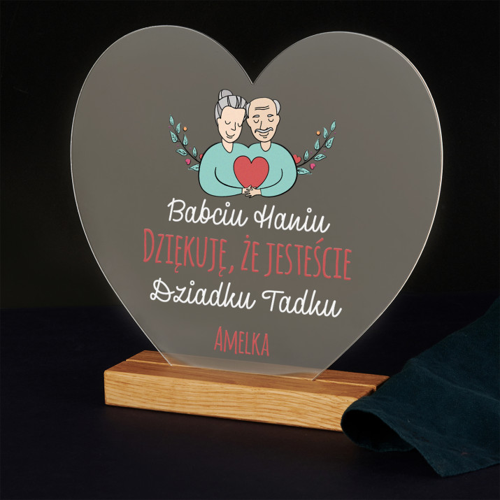 Babciu dziadku - Wydruk na szkle akrylowym serce