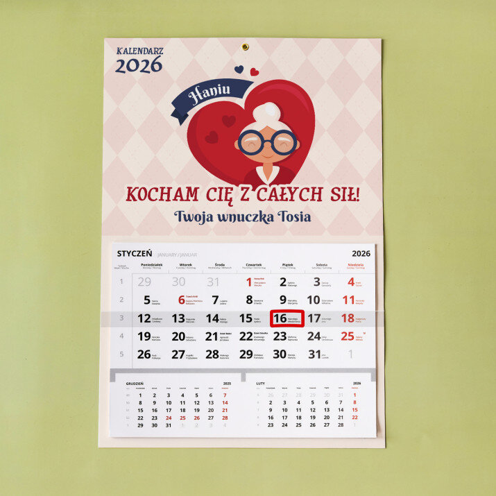 Babciu kocham cię z całych sił - Kalendarz jednodzielny Babciu kocham cię z całych sił - Kalendarz jednodzielny