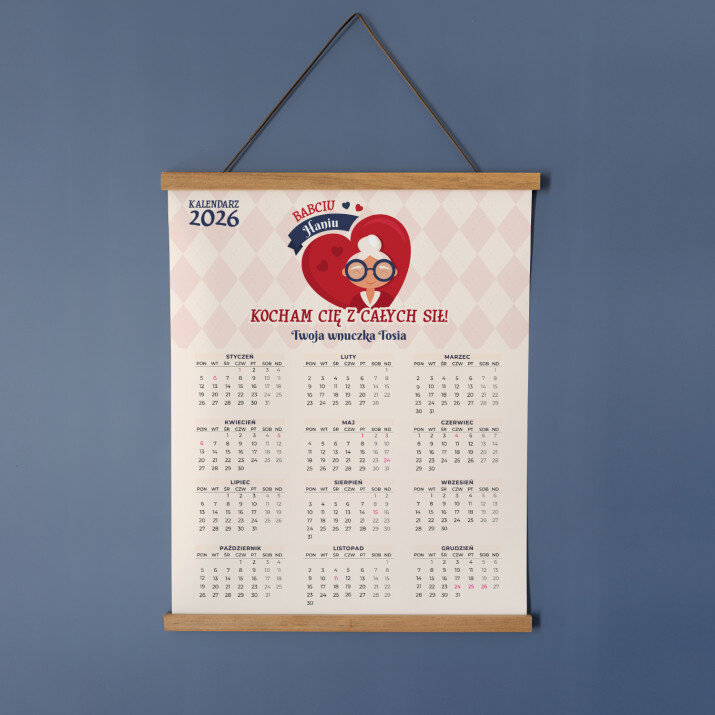 Babciu kocham Cię z całych sił - Kalendarz plakatowy z listwami Babciu kocham Cię z całych sił - Kalendarz plakatowy z listwami