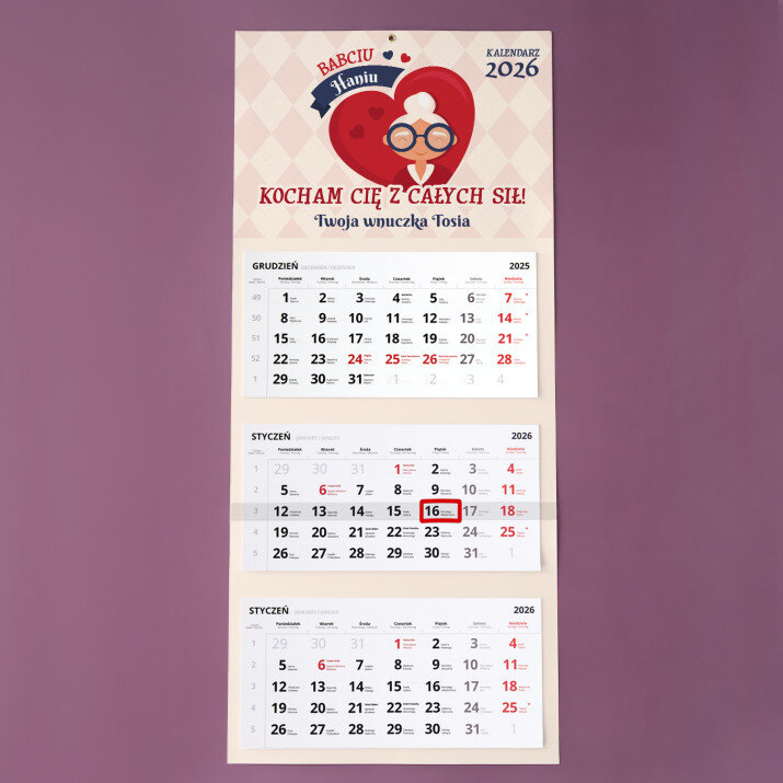 Babciu kocham cię z całych sił - Kalendarz trójdzielny Babciu kocham cię z całych sił - Kalendarz trójdzielny