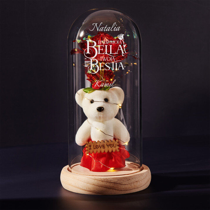 Bądź moją bellą - Wieczna róża z misiem Bądź moją bellą - Wieczna róża z misiem