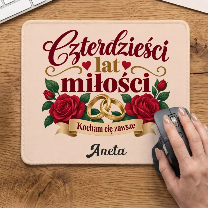Podkładka Pod Myszkę Na 40 Rocznicę Ślubu Prezent Dla Kobiety: Czterdzieści Lat Miłości