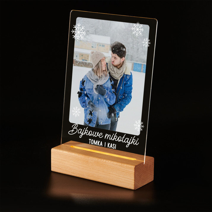 Bajkowe mikołajki - Wydruk na szkle akrylowym z podstawką led