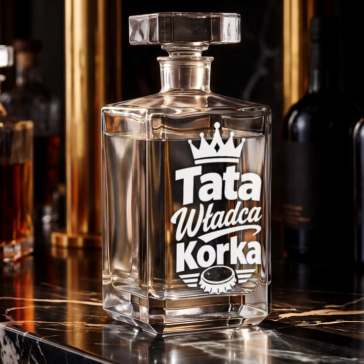 Karafka Do Wódki z Grawerem Na Dzień Ojca Prezent Dla Taty: Tata Władca Korka