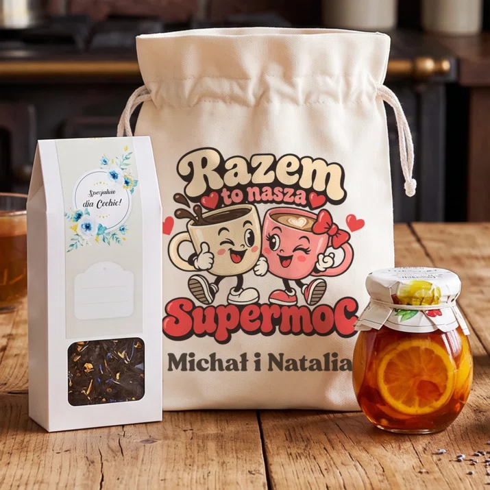 Zestaw Prezentowy z Herbatą Dla Małżeństwa Prezent Dla Pary: Razem To Nasza Supermoc Zestaw Prezentowy z Herbatą Dla Małżeństwa Prezent Dla Pary: Razem To Nasza Supermoc