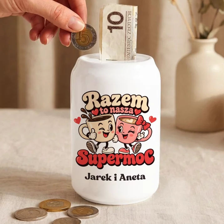 Skarbonka Dla Małżeństwa Prezent Dla Pary: Razem To Nasza Supermoc Skarbonka Dla Małżeństwa Prezent Dla Pary: Razem To Nasza Supermoc