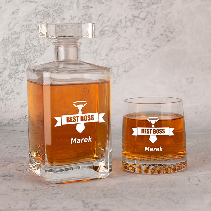  best boss - Zestaw Grawerowana Karafka 0,7 i Szklanki Do Whisky