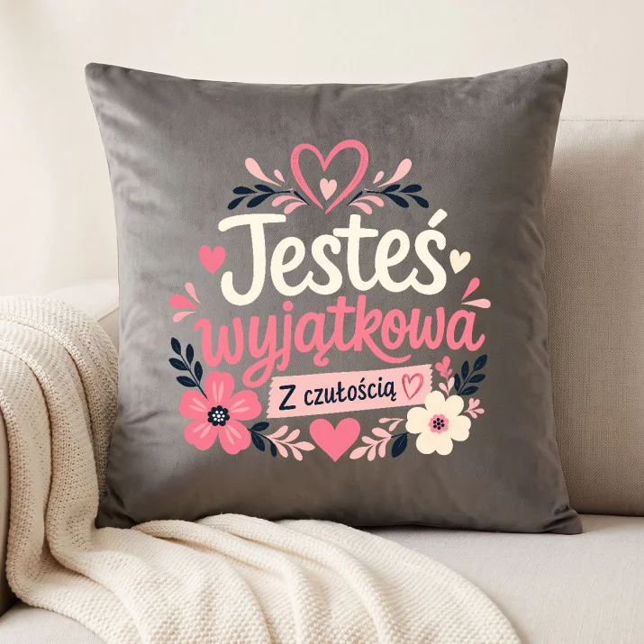 Poduszka Dekoracyjna Na Święta Prezent Dla Kobiety: Jesteś Wyjątkowa - Z Czułością Poduszka Dekoracyjna Na Święta Prezent Dla Kobiety: Jesteś Wyjątkowa - Z Czułością
