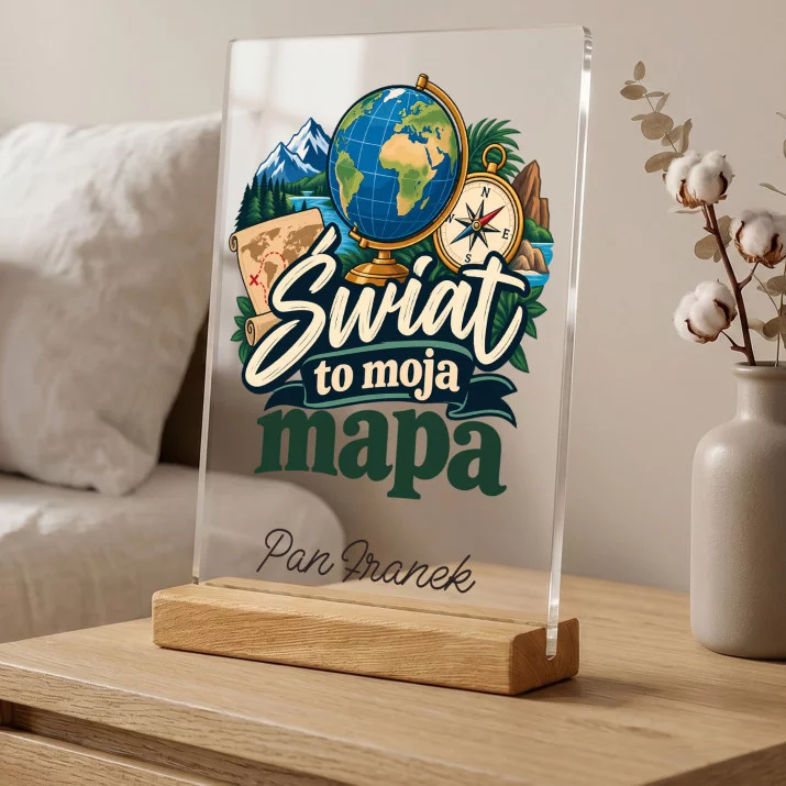 Druk Na Szkle Dla Nauczyciela Geografii Prezent Na Dzień Nauczyciela Dla Mężczyzny: Świat To Moja Mapa