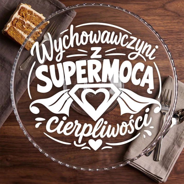 Patera Na Ciasto Dla Wychowawczyni Prezent Dla Kobiety: Cierpliwa Superbohaterka Patera Na Ciasto Dla Wychowawczyni Prezent Dla Kobiety: Cierpliwa Superbohaterka