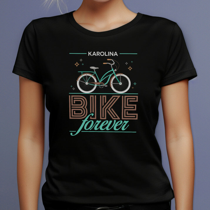 Bike forever - Czarna koszulka damska