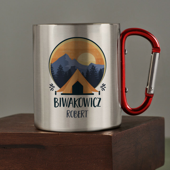 Biwakowicz - Kubek metalowy z karabińczykiem