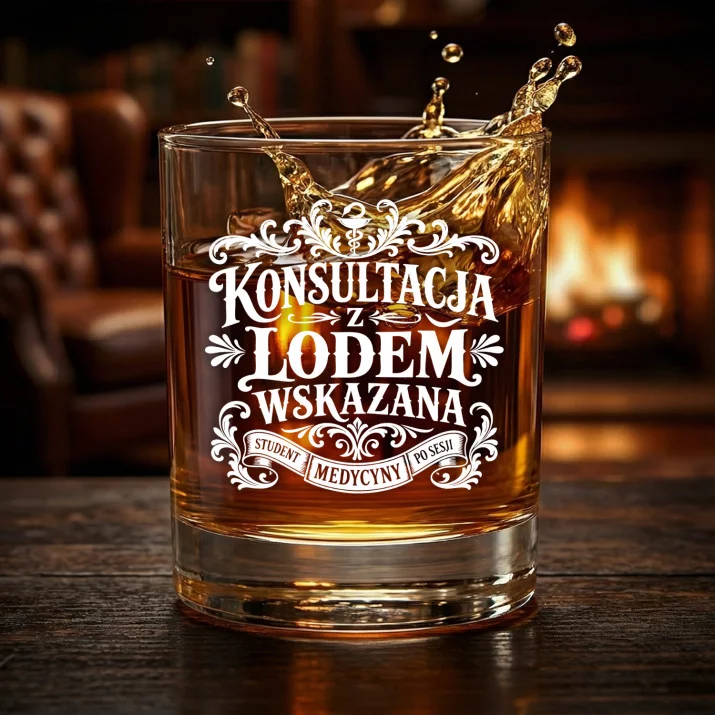 Szklanka Do Whisky Dla Studenta Medycyny Prezent Dla Mężczyzny: Konsultacja Z Lodem Szklanka Do Whisky Dla Studenta Medycyny Prezent Dla Mężczyzny: Konsultacja Z Lodem