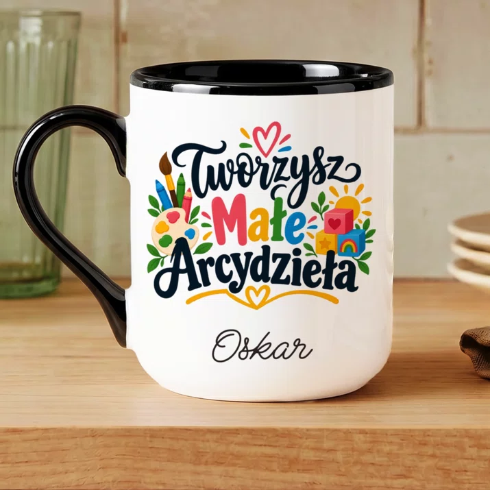 Kubek Personalizowany Dla Nauczyciela Przedszkola Prezent Dla Mężczyzny: Tworzysz Małe Arcydzieła Kubek Personalizowany Dla Nauczyciela Przedszkola Prezent Dla Mężczyzny: Tworzysz Małe Arcydzieła