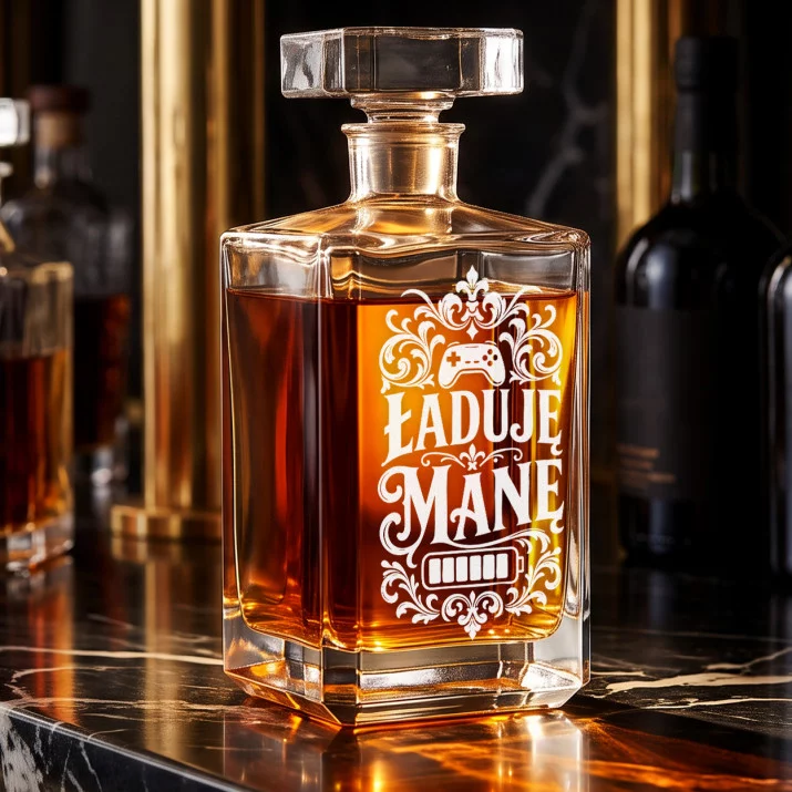 Karafka Do Whisky z Grawerem Dla Gamera Prezent: Ładuję Manę Karafka Do Whisky z Grawerem Dla Gamera Prezent: Ładuję Manę