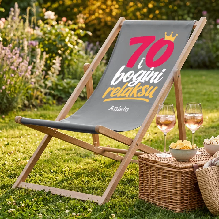 Leżak Z Nadrukiem Na 70 Prezent Dla Kobiety: 70 I Bogini Relaksu
