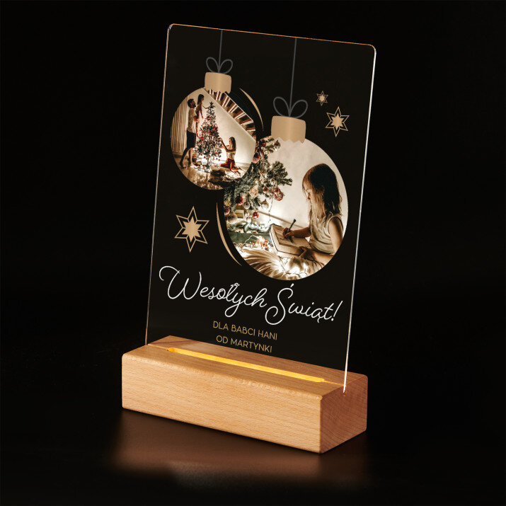 Bombki zdjęcia - Wydruk na szkle akrylowym z podstawką led