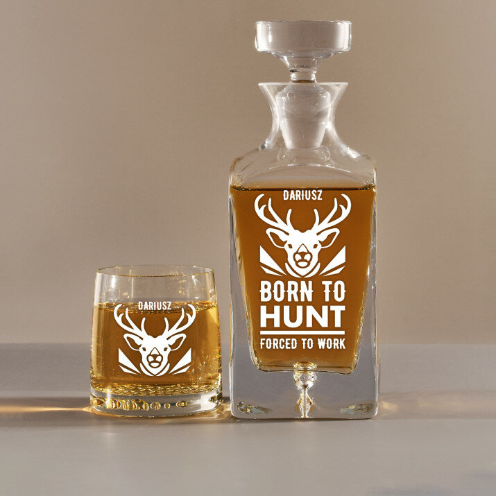 Born to hunt - Zestaw Grawerowana Karafka I Szklanki Do Whisky Born to hunt - Zestaw Grawerowana Karafka I Szklanki Do Whisky
