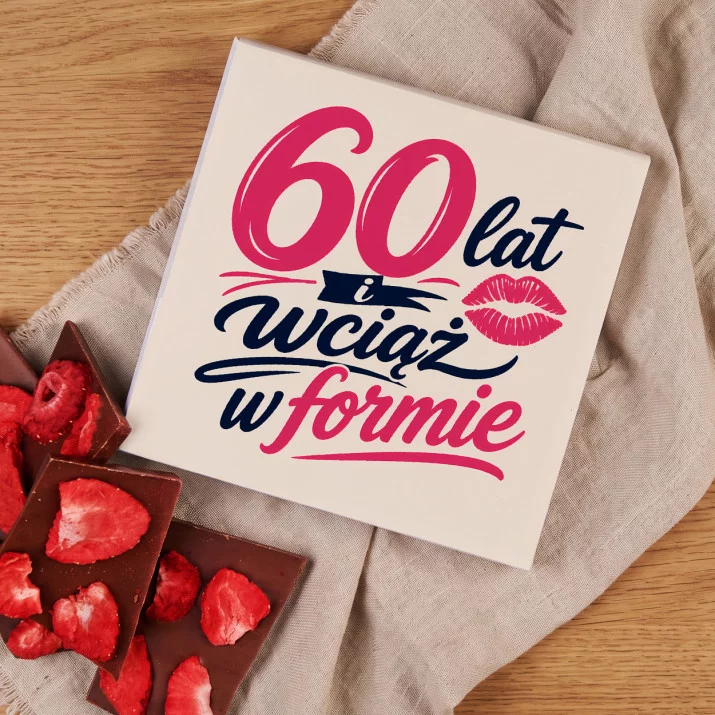Czekolada Z Truskawkami Na 60 Urodziny Kobiety Prezent Na 60 Urodziny Dla Kobiety: Jubileuszowa Typografia