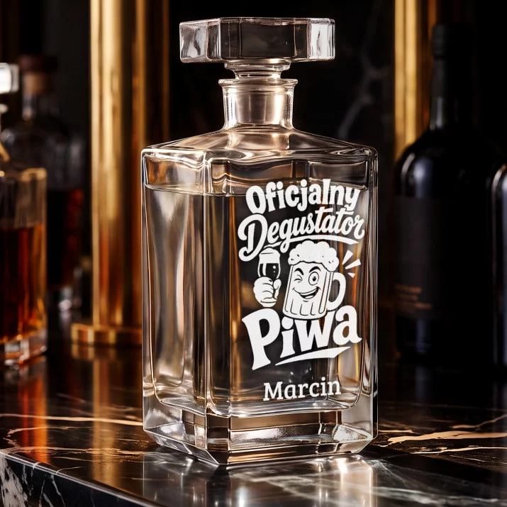Karafka Do Wódki z Grawerem Dla Piwosza Prezent Dla Mężczyzny: Oficjalny Degustator Piwa