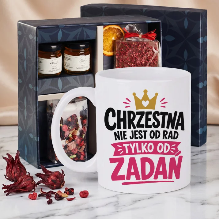 Zestaw Prezenowy Z Kubkiem Dla Chrzestnej: Chrzestna Od Zadań Zestaw Prezenowy Z Kubkiem Dla Chrzestnej: Chrzestna Od Zadań