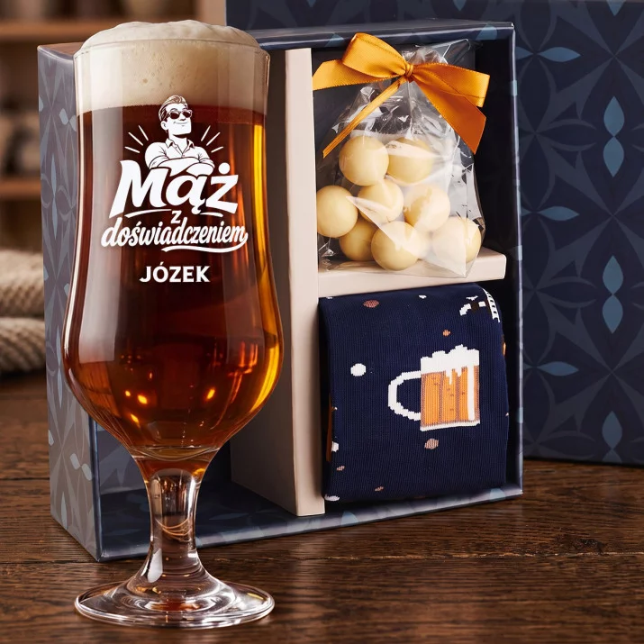 Zestaw Prezentowy z Pokalem Do Piwa Na 30 Rocznicę Ślubu Prezent Dla Mężczyzny: Mąż Z Doświadczeniem