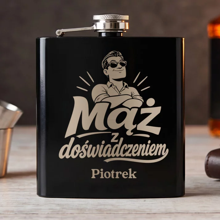 Piersiówka z Grawerem Na 30 Rocznicę Ślubu Prezent Dla Mężczyzny: Mąż Z Doświadczeniem