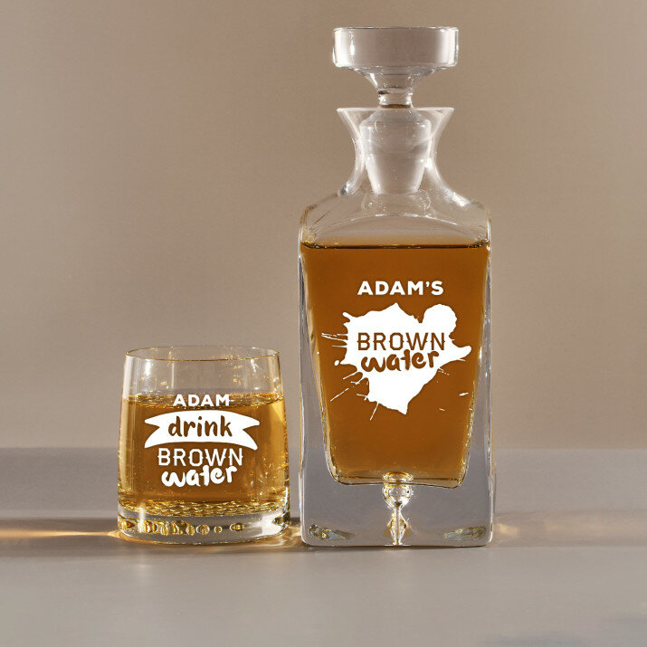 Brown Water - Zestaw Grawerowana Karafka I Szklanki Do Whisky