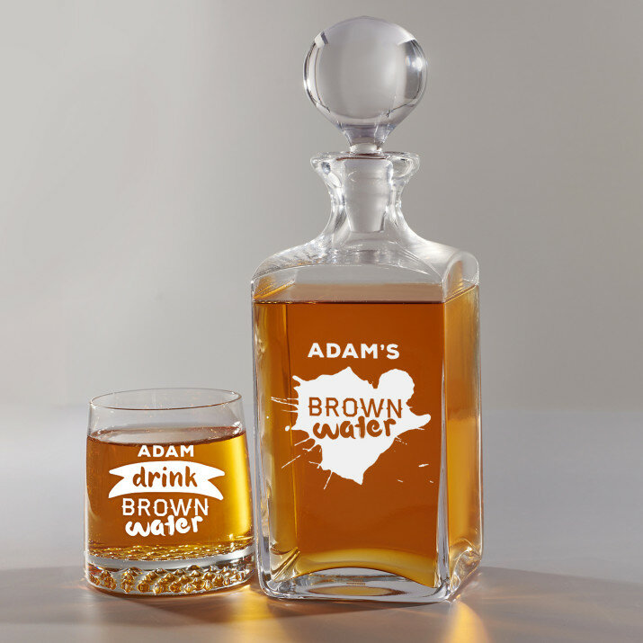 Brown Water - Zestaw Grawerowana Karafka I Szklanki Do Whisky