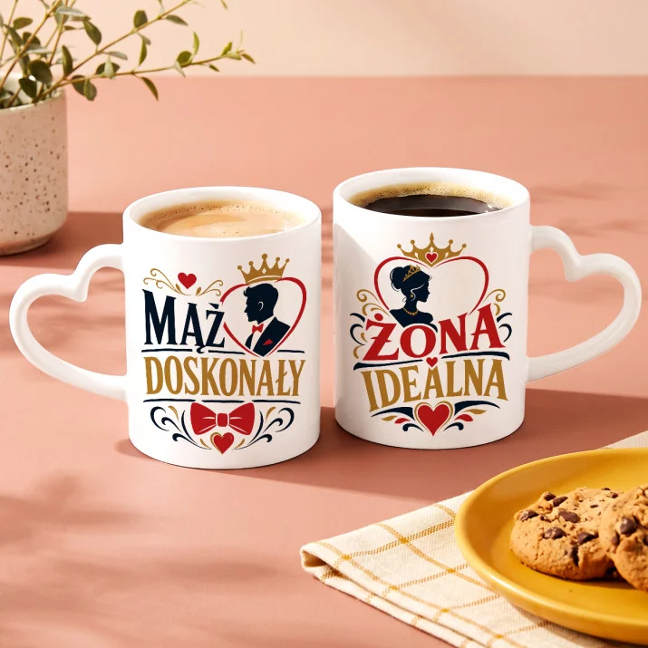 Zestaw Kubków Na Rocznicę Ślubu Prezent Na Walentynki Dla Kobiety: Dwie Połówki Serca Zestaw Kubków Na Rocznicę Ślubu Prezent Na Walentynki Dla Kobiety: Dwie Połówki Serca