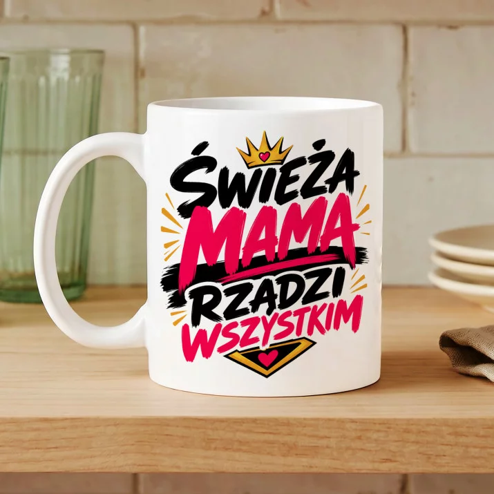 Kubek Z Nadrukiem Dla Świeżej Mamy Prezent Na Dzień Mamy Dla Kobiety: Świeża Mama Kubek Z Nadrukiem Dla Świeżej Mamy Prezent Na Dzień Mamy Dla Kobiety: Świeża Mama