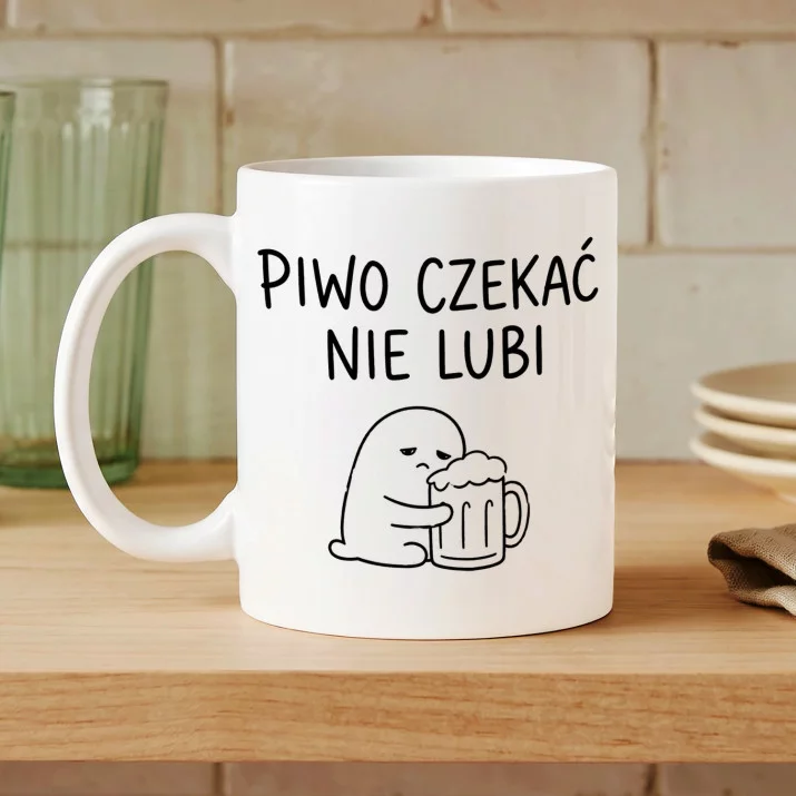 Kubek Z Nadrukiem Dla Piwosza Prezent Dla Mężczyzny: Czekać Nie Lubi Kubek Z Nadrukiem Dla Piwosza Prezent Dla Mężczyzny: Czekać Nie Lubi