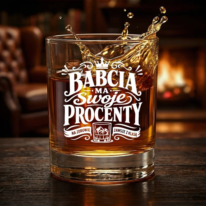 Szklanka Do Whisky Na Dzień Babci Prezent Dla Babci Kobiety: Babcia Ma Swoje Procenty
