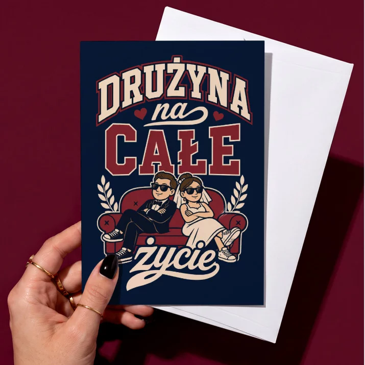 Kartka z Życzeniami Na Ślub Dla Pary Młodej Pary: Sportowa Miłość Kartka z Życzeniami Na Ślub Dla Pary Młodej Pary: Sportowa Miłość