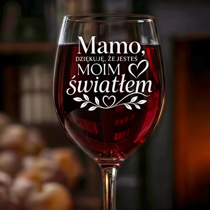 Kieliszek Do Wina Dla Mamy Prezent Na Dzień Mamy Dla Kobiety: Mamo - Moim Światłem Kieliszek Do Wina Dla Mamy Prezent Na Dzień Mamy Dla Kobiety: Mamo - Moim Światłem