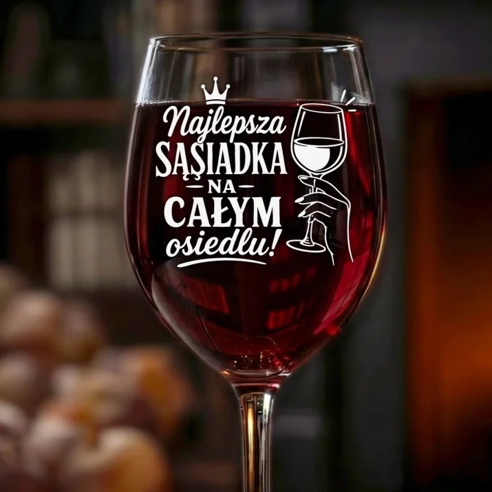 Kieliszek Do Wina Dla Sąsiadki Prezent Dla Kobiety: Najlepsza Sąsiadka Grawer