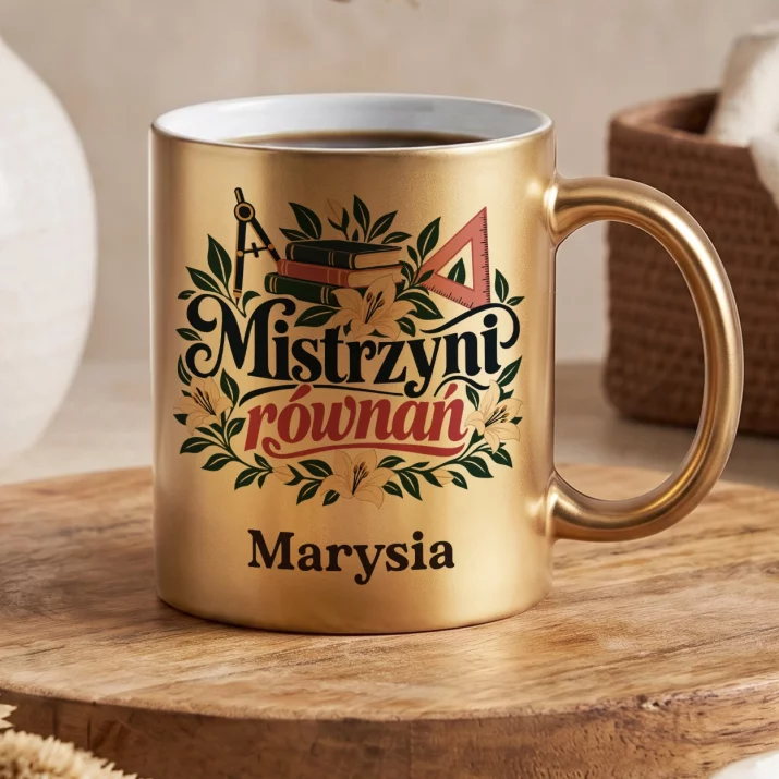 Złoty Kubek Dla Matematyczki Prezent Dla Kobiety: Mistrzyni Równań